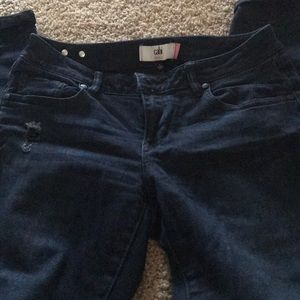 Cabi 4 skinny dark blue slight distressed jeans